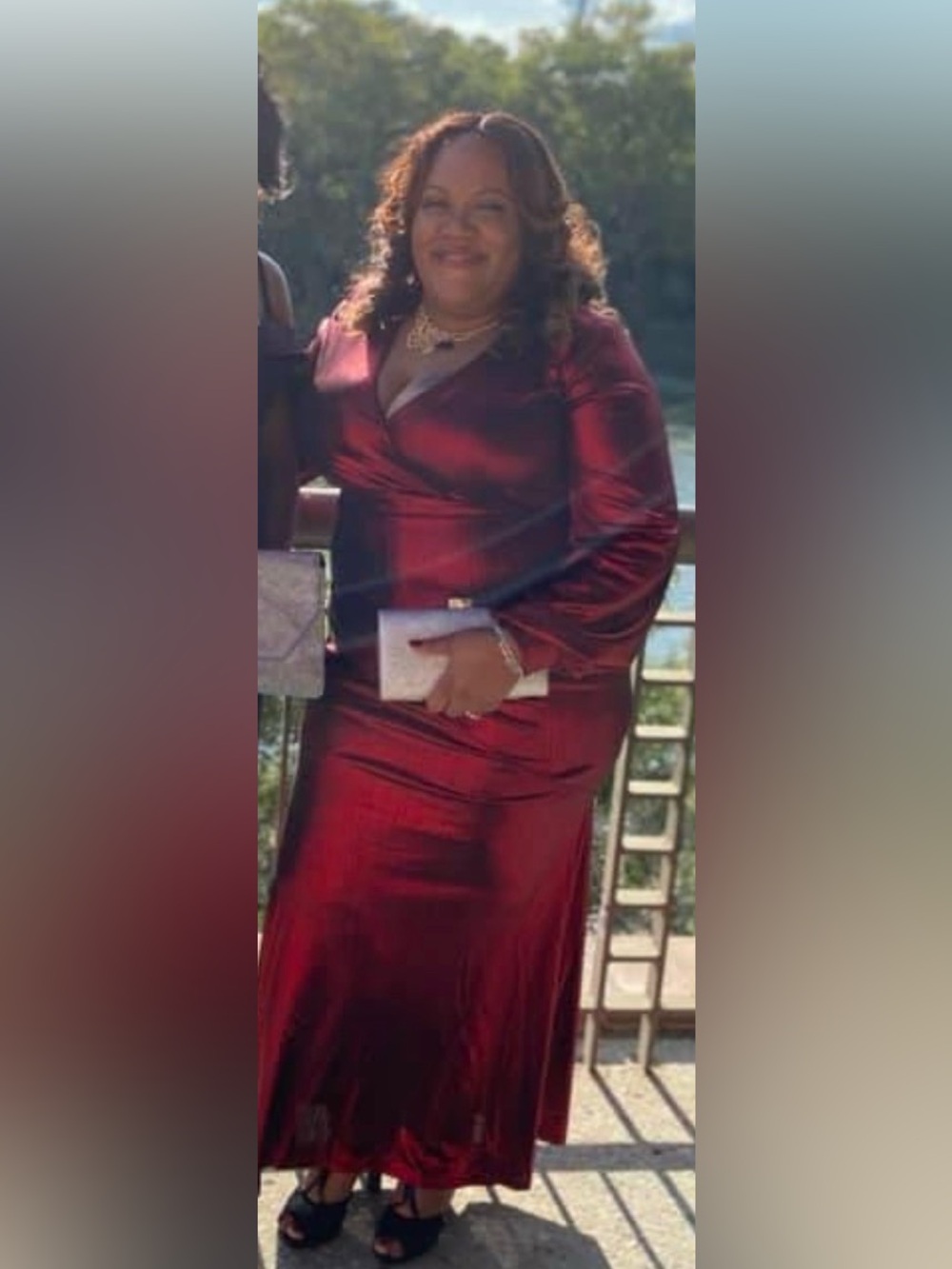 Red Satin Wrap-Style Dress